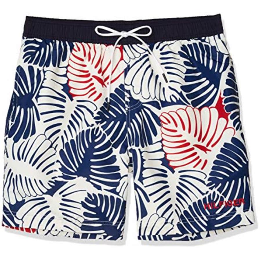 Tommy Hilfiger Men's 7" Swim Trunks, CANTELOUPE, SM for $46