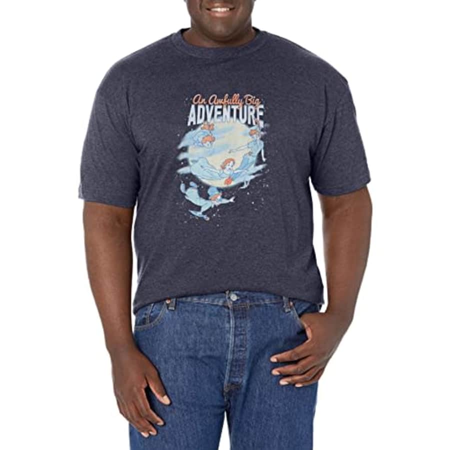 Disney Big & Disney Tinkerbell Big Adventure Men's Tops Short Sleeve Tee Shirt, Navy Blue Heather, for $23