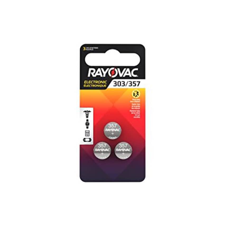Rayovac LR44 Battery, Silver Oxide 303, 357, AG13, or SR44 1.5 Volt Batteries (3 Battery Count) for $7
