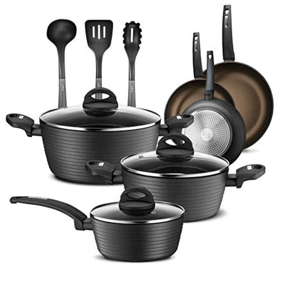 NutriChef 12-Piece Nonstick Kitchen Cookware Set - Professional Hard Anodized Home Kitchen Ware for $92