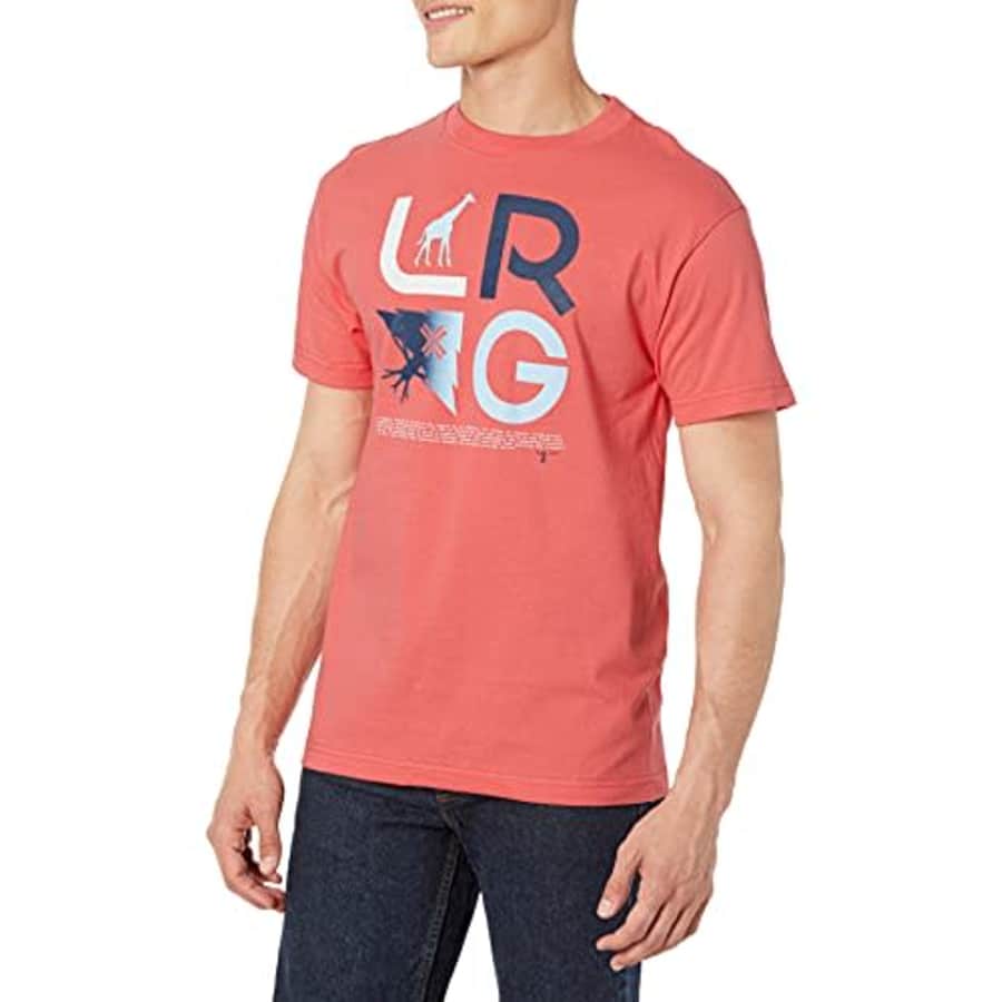 LRG Men's Spring 21 Graphic Designed Logo T-Shirt, Icons Coral, 3X for $20