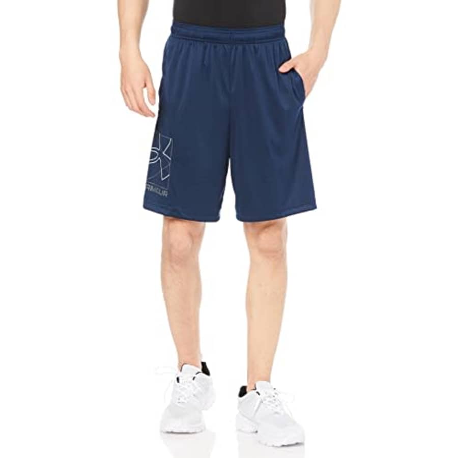 Under Armour Men's Tech Boxed Logo Shorts, Academy (408)/Quirky Lime, Large for $30