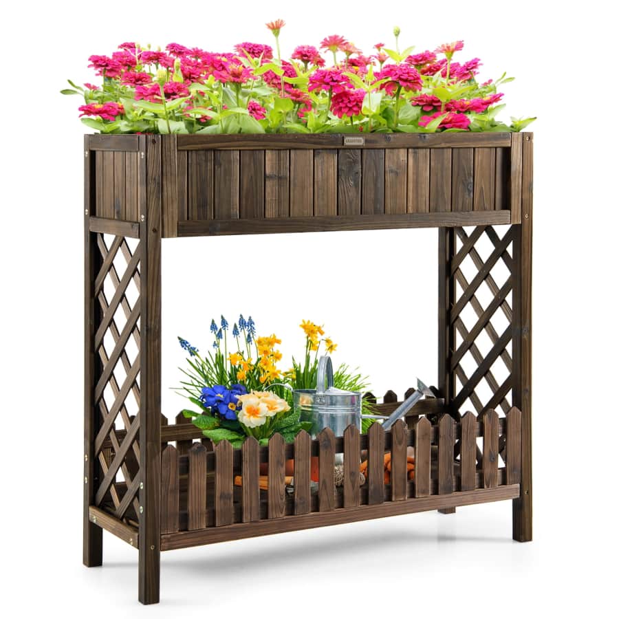 Costway 2-Tier Wood Raised Garden Bed Elevated Planter Box for $70 Costway 2-Tier Wood Raised Garden Bed Elevated Planter Box for $70