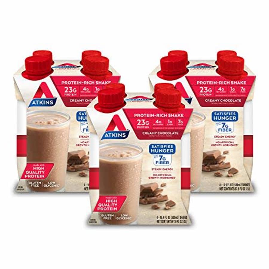 Atkins Meal Size Creamy Chocolate Protein-Rich Shake. With Protein. Keto-Friendly and Gluten Free, for $24