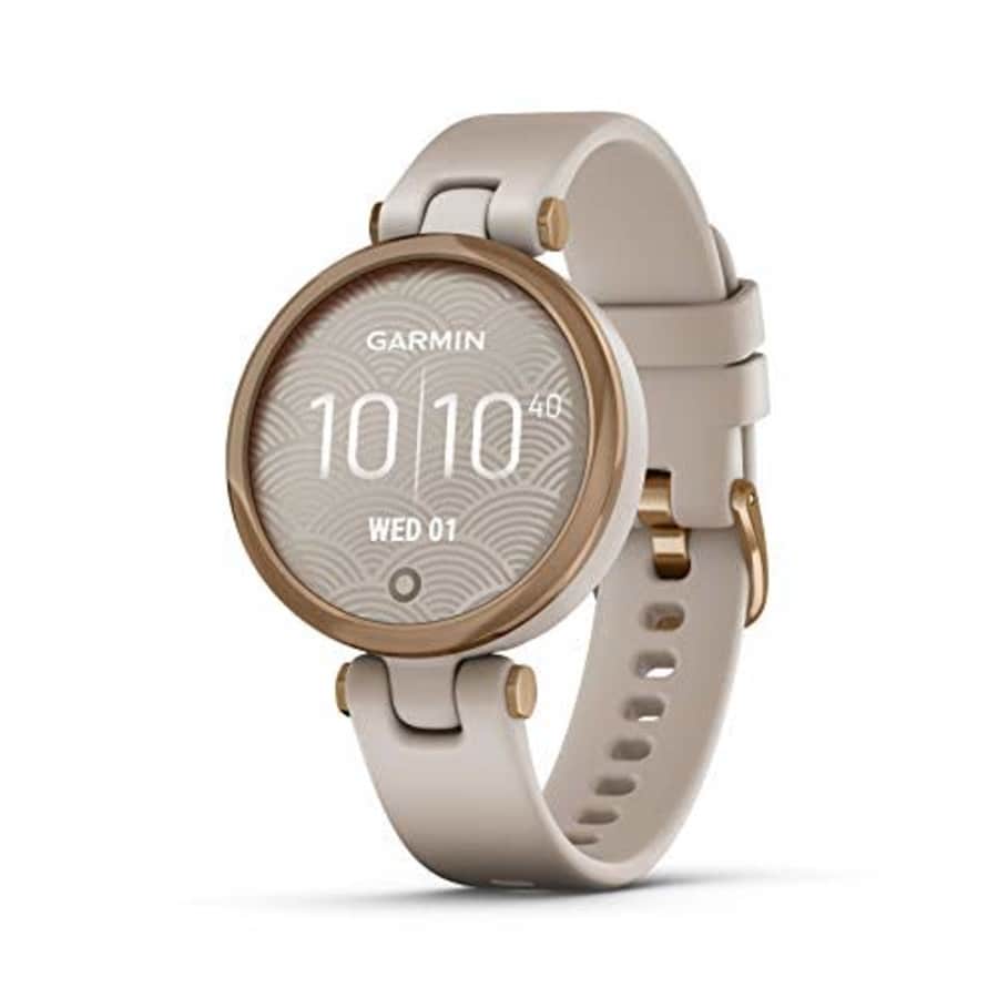 Garmin Lily, Small GPS Smartwatch with Touchscreen and Patterned Lens, Rose Gold and Light Tan for $204 Garmin Lily, Small GPS Smartwatch with Touchscreen and Patterned Lens, Rose Gold and Light Tan for $204