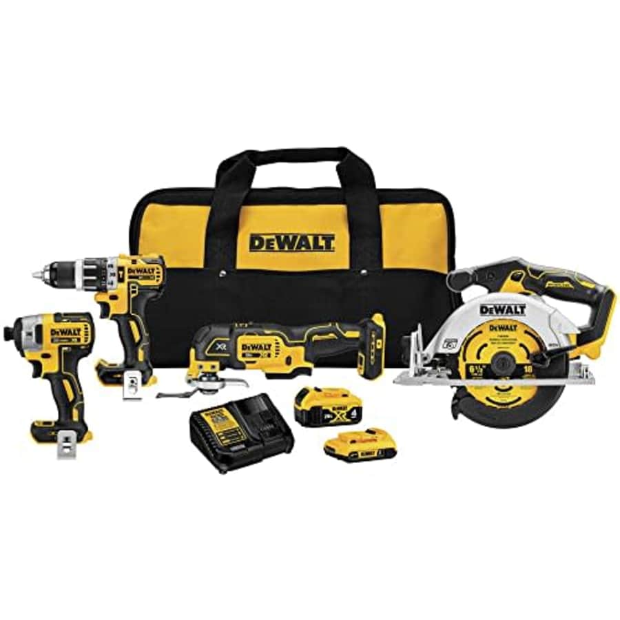 DEWALT 20V MAX* XR Brushless 4-Tool Combo Kit (DCK482D1M1) for $698