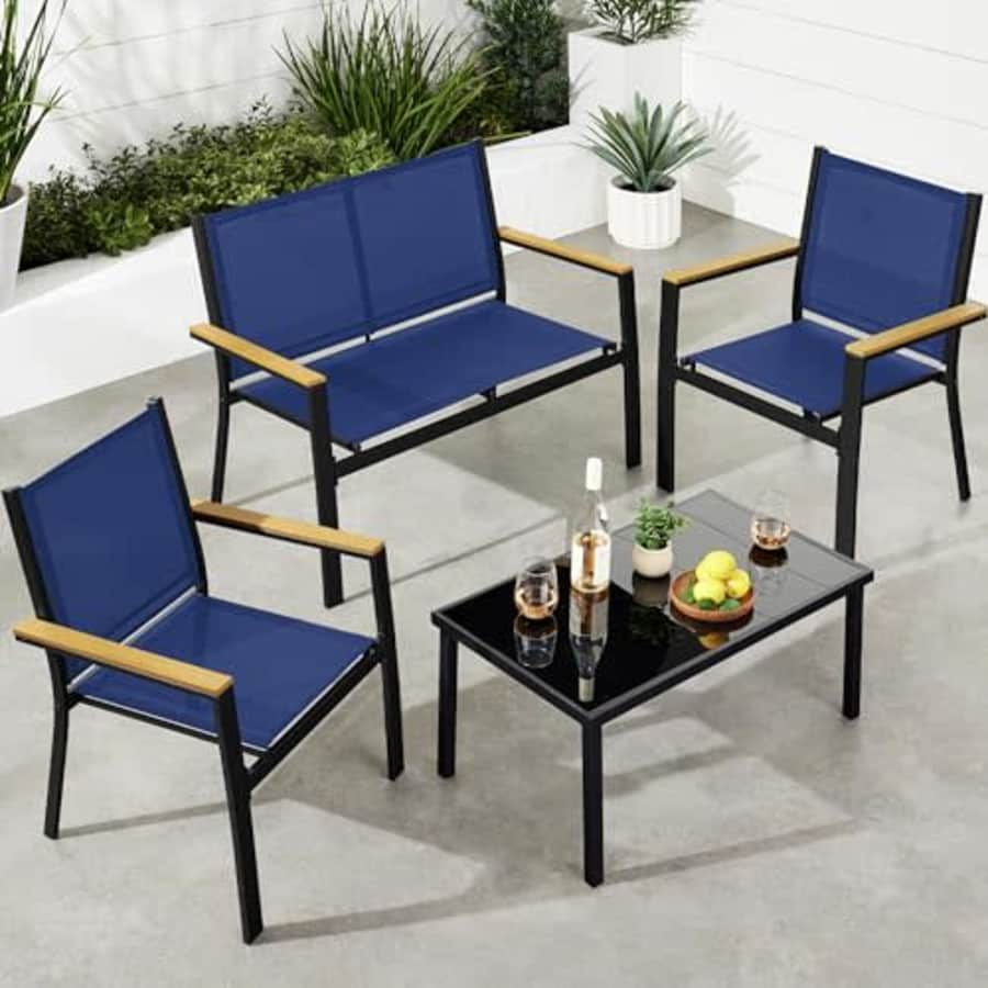 Best Choice Products 4-Piece Outdoor Textilene Patio Conversation Set, Backyard Furniture for $150 Best Choice Products 4-Piece Outdoor Textilene Patio Conversation Set, Backyard Furniture for $150