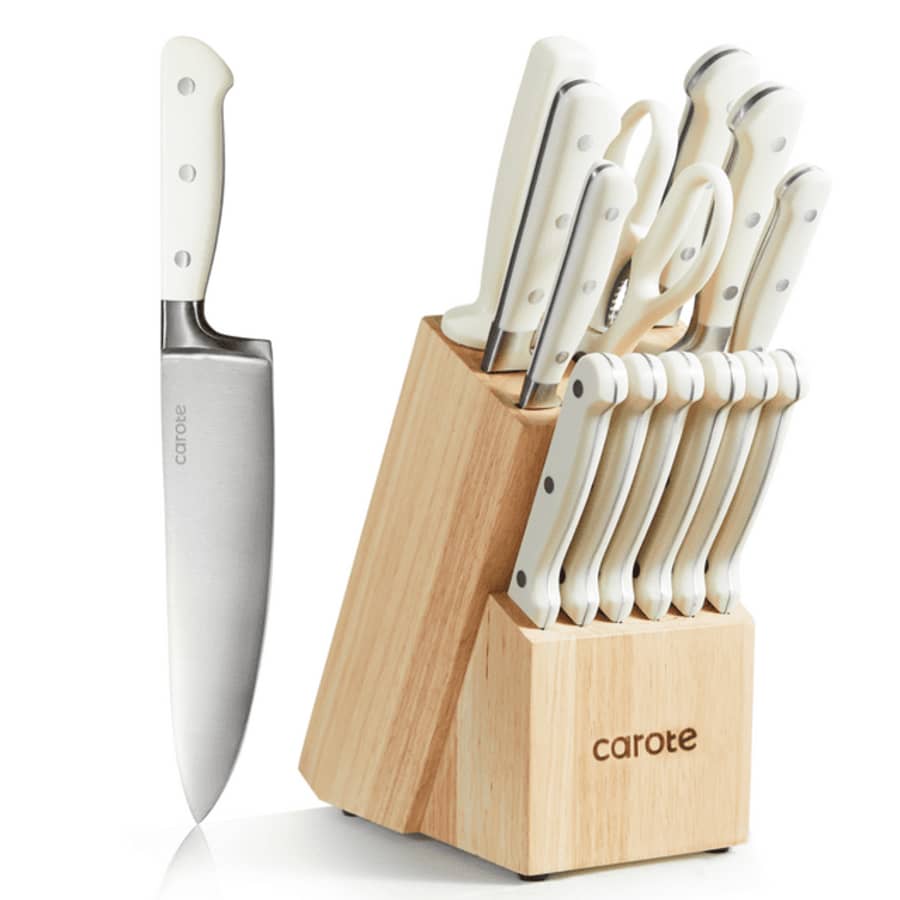 Carote 14-Piece Knife Set with Wooden Block for $45 Carote 14-Piece Knife Set with Wooden Block for $45