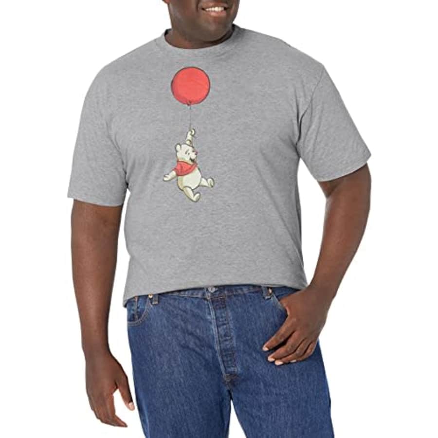 Disney Big & Disney Pooh Balloon Winnie Men's Tops Short Sleeve Tee Shirt, Athletic Heather, for $23