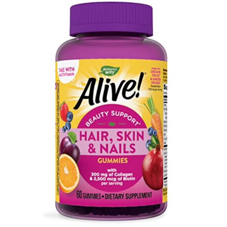 Nature's Way Alive! Premium Hair, Skin and Nails Multivitamin with Biotin and Collagen, 60 Count for $19