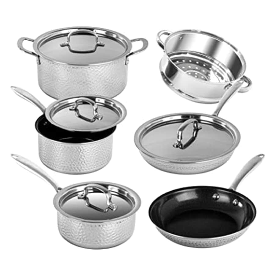 Granitestone Stainless Steel Pots and Pans Set Nonstick, 10 Pc Ceramic Kitchen Cookware Set, for $115
