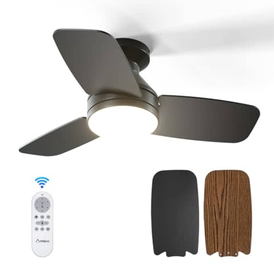 Amico Power Amico Ceiling Fans with Lights, 30 inch Low Profile Ceiling fan with Light and Remote Control, for $70 Amico Power Amico Ceiling Fans with Lights, 30 inch Low Profile Ceiling fan with Light and Remote Control, for $70