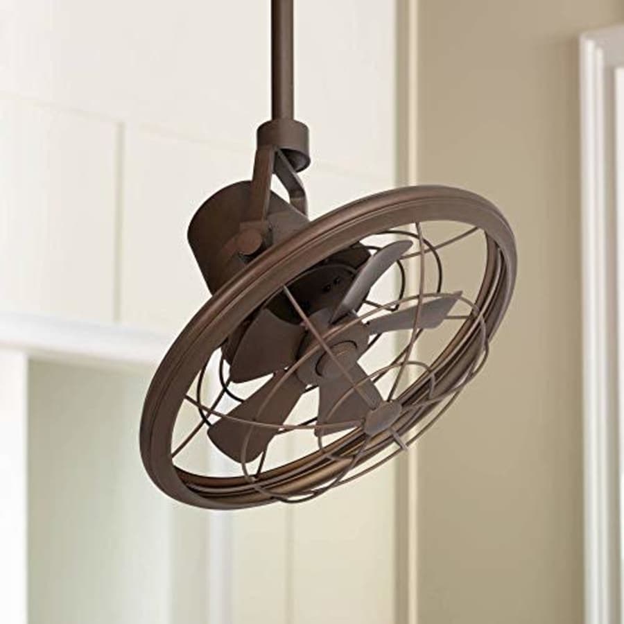 Casa Vieja 18" Mission Outdoor Ceiling Fan with Wall Control Mounted Adjustable Oil Rubbed Bronze Cage Damp for $200