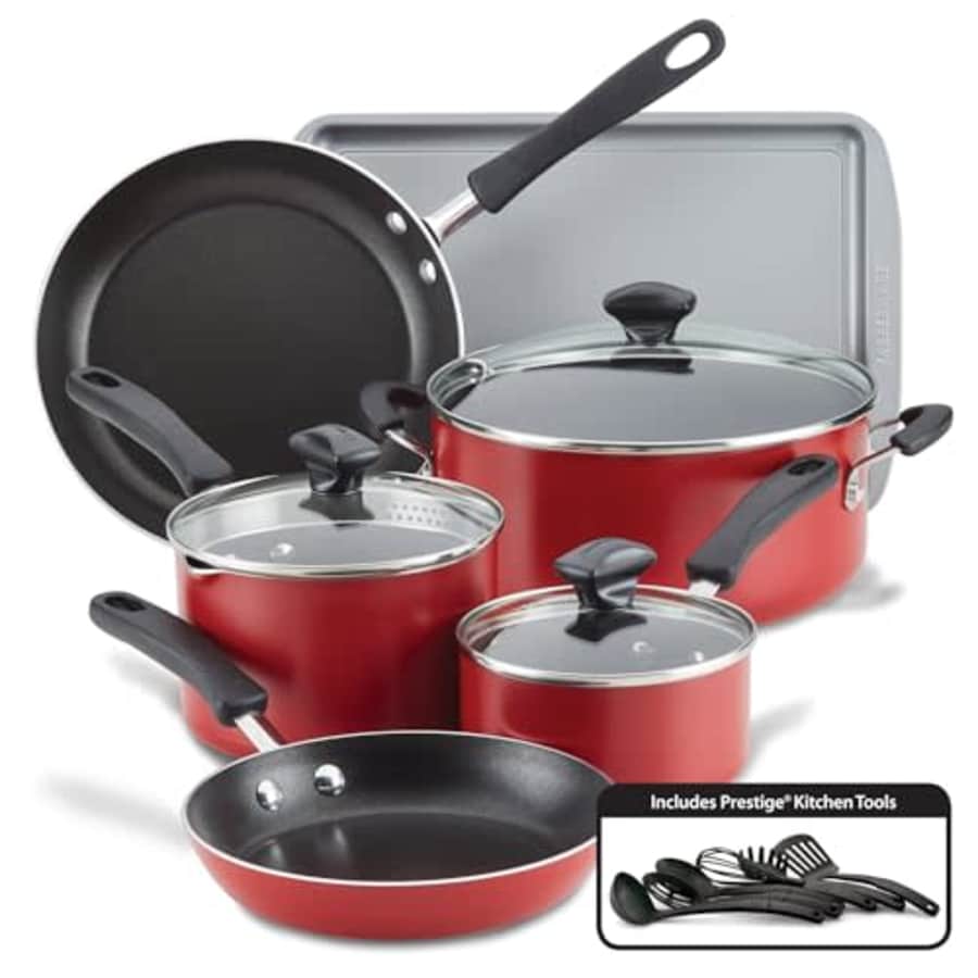 Farberware Cookstart DiamondMax Nonstick Cookware/Pots and Pans Set, Dishwasher Safe, Includes for $60
