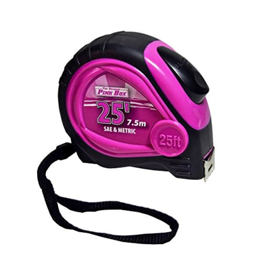The Original Pink Box PB25LTM Auto Locking Tape Measure, 25Ft, Pink for $20