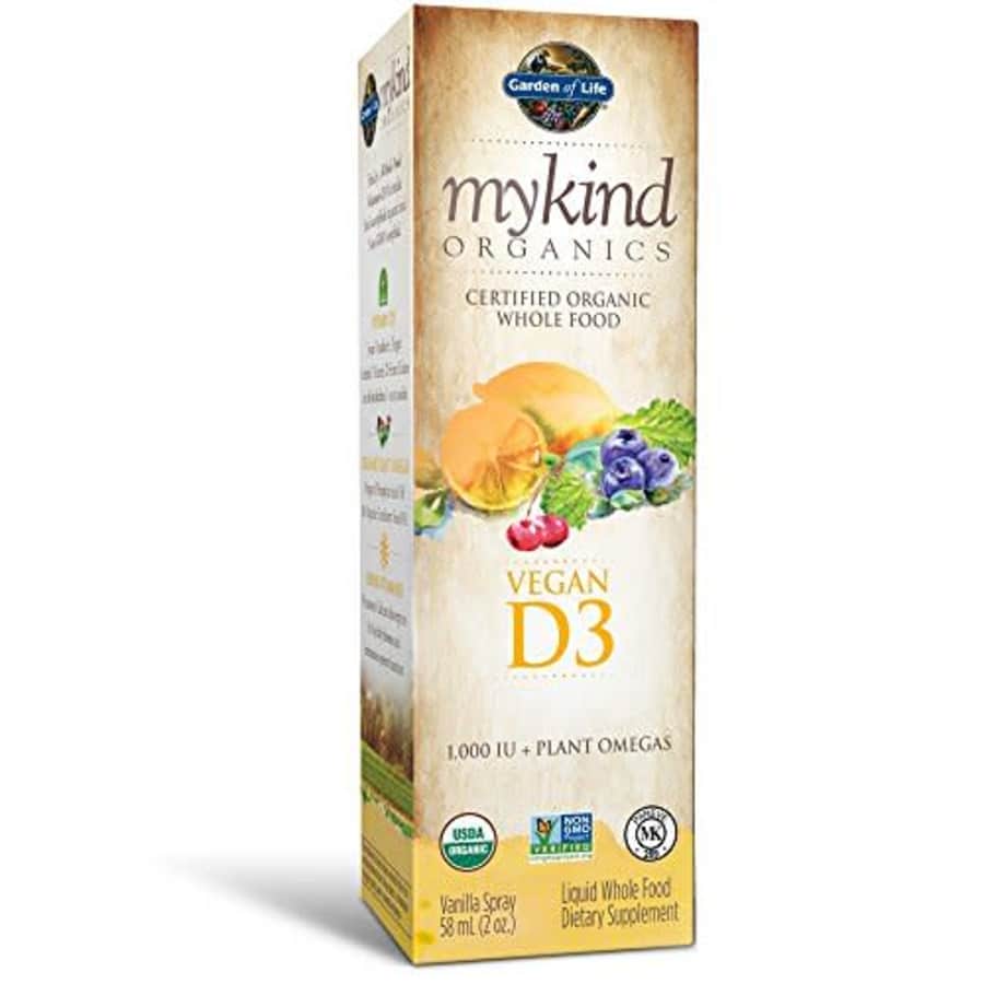 Garden of Life D3 Vitamin - mykind Organic Whole Food Vitamin D Supplement with Plant Omegas, for $18