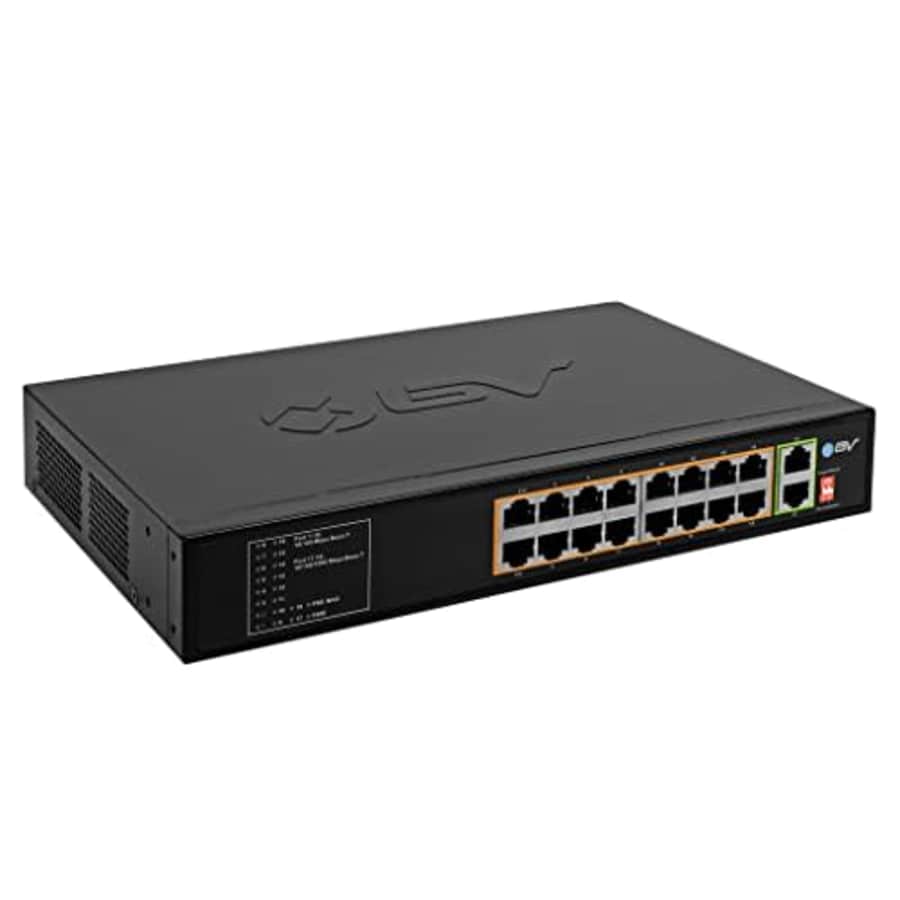 BV-Tech 18 Ports Long Range PoE+ Switch (16 PoE+ Ports | 2 Gigabit Ethernet uplink) - 19" Rackmount for $90 BV-Tech 18 Ports Long Range PoE+ Switch (16 PoE+ Ports | 2 Gigabit Ethernet uplink) - 19" Rackmount for $90