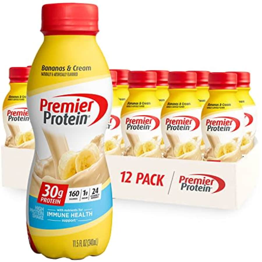 Premier Protein Shake, Bananas & Cream, 30g Protein, 1g Sugar, 24 Vitamins & Minerals, Nutrients to for $21