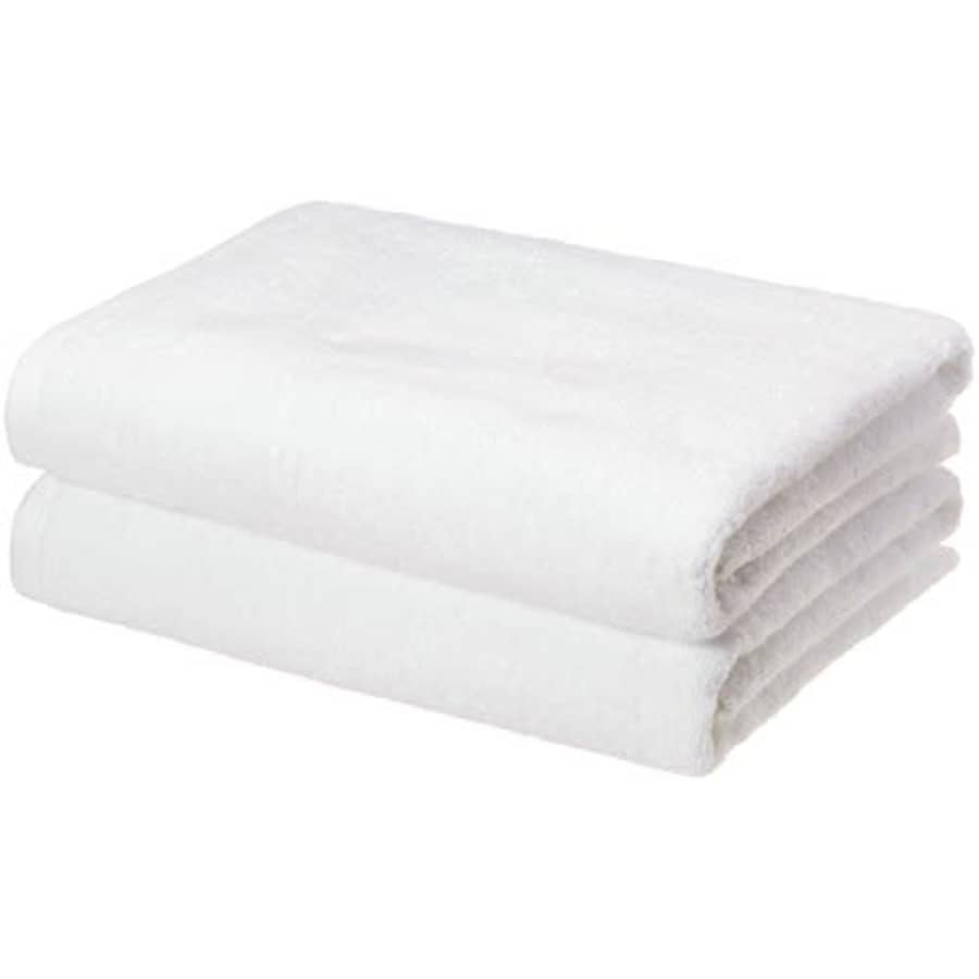 Amazon Basics - 2 Piece Quick-Dry Oversize Bath Towel, 100% Cotton, White, 54" x 30" for $20
