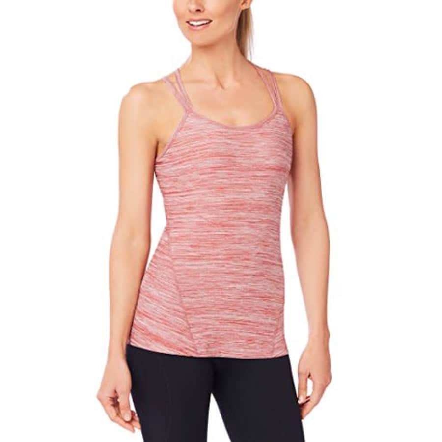SHAPE activewear Women's Xx Tank W/Built in Bra, Upper Rust Heather, Large for $9