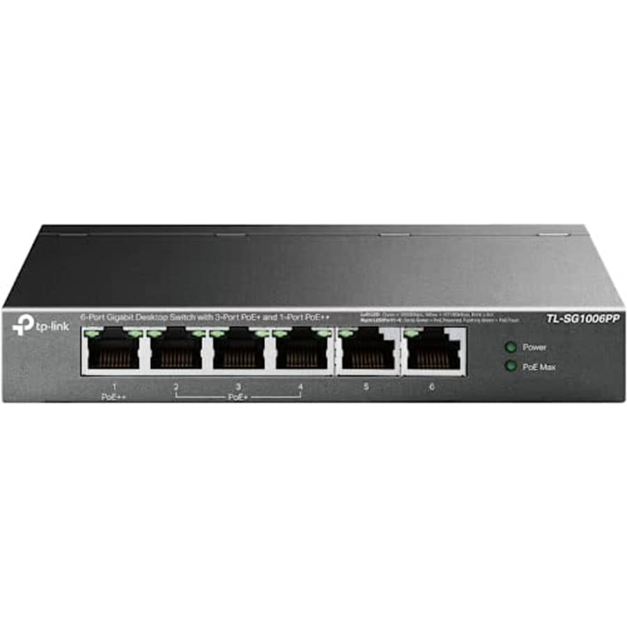 TP-Link TL-SG1006PP | 5 Port PoE Switch | 3 PoE+ and 1 PoE++ Ports @64W, w/ 2 Uplink Gigabit Ports for $70