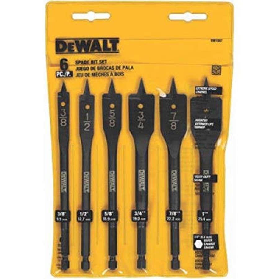 DeWalt 6-Piece 3/8" to 1" Spade Drill Bit Set for $20 DeWalt 6-Piece 3/8" to 1" Spade Drill Bit Set for $20