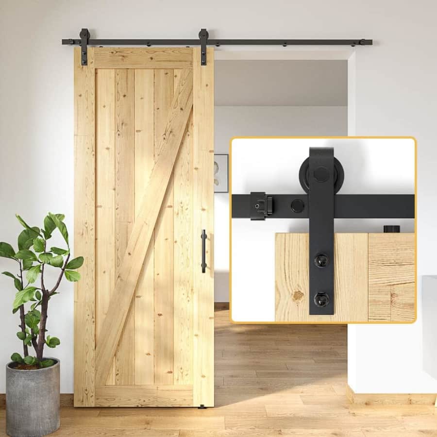 Skysen 6-Foot Barn Door Hardware Kit w/ 5-Piece Track for $26 Skysen 6-Foot Barn Door Hardware Kit w/ 5-Piece Track for $26
