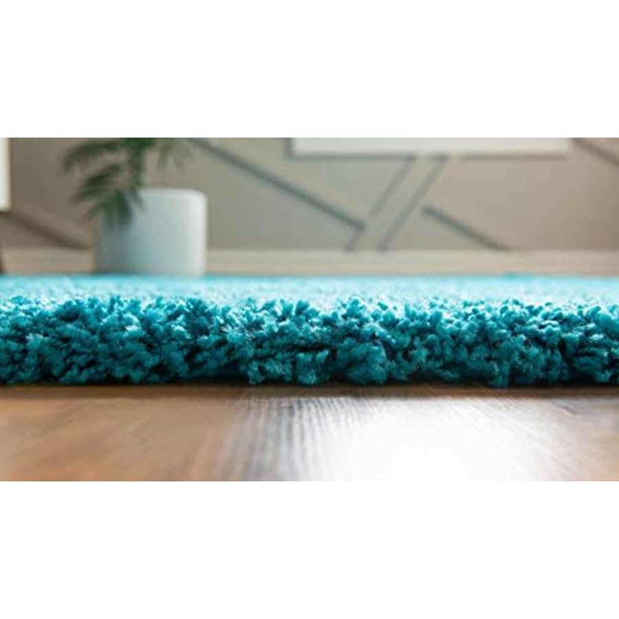 Unique Loom Solo Solid Shag Collection Modern Plush Turquoise Area Rug (3' 3 x 5' 3) for $34