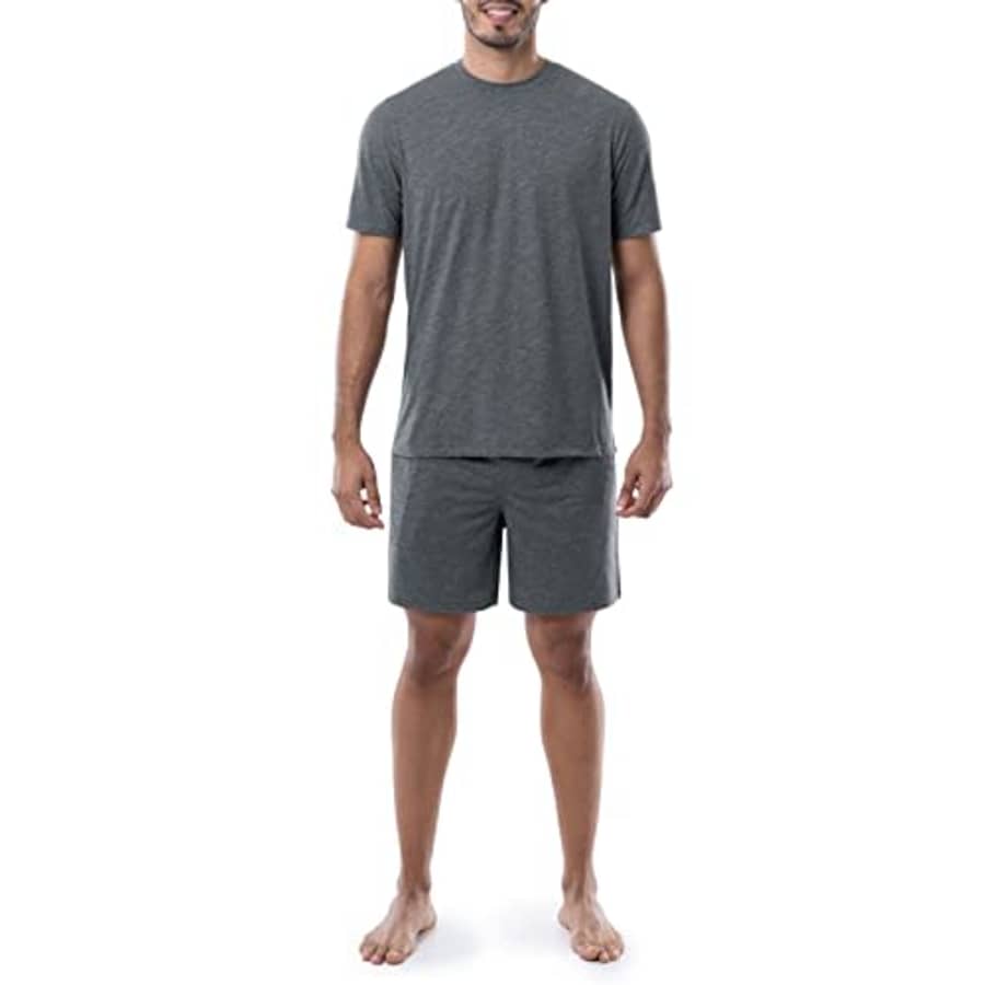 IZOD Men's Poly Cotton Jersey Sleep Shirt and Shorts Pajama Set, Grey Heather for $27 IZOD Men's Poly Cotton Jersey Sleep Shirt and Shorts Pajama Set, Grey Heather for $27