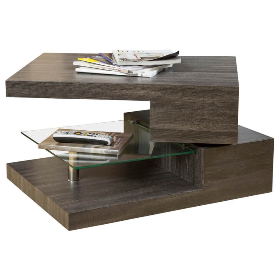 Noble House Wood and Glass Rotating-Top Coffee Table w/ Shelf for $179