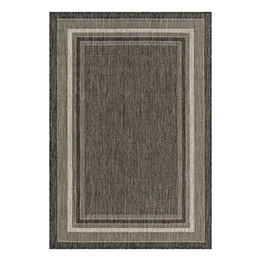 Unique Loom Outdoor Border Collection Casual Solid Border Transitional Indoor and Outdoor Flatweave for $45