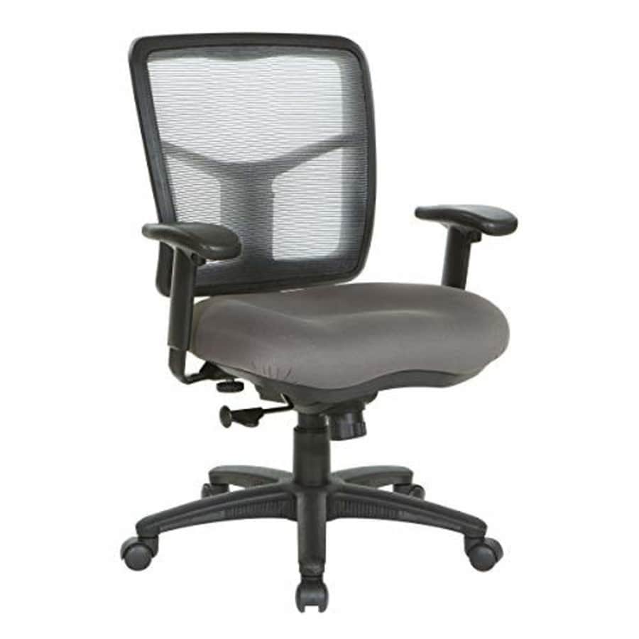 Office Star Fabric Seat and Mesh Back Manager's Chair with Adjustable Arms, Grey for $226 Office Star Fabric Seat and Mesh Back Manager's Chair with Adjustable Arms, Grey for $226
