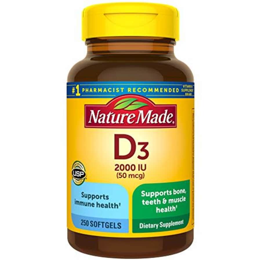 Nature Made Vitamin D3 2000 IU (50 mcg) Softgels, 250 Count Everyday Value Size for Bone Health for $24