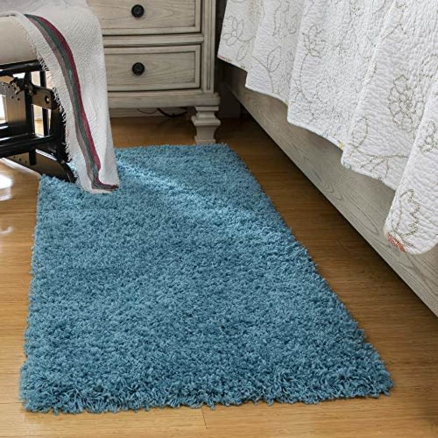 Ottomanson Shag Collection Area Rug, 20" x 59", Turquoise for $32