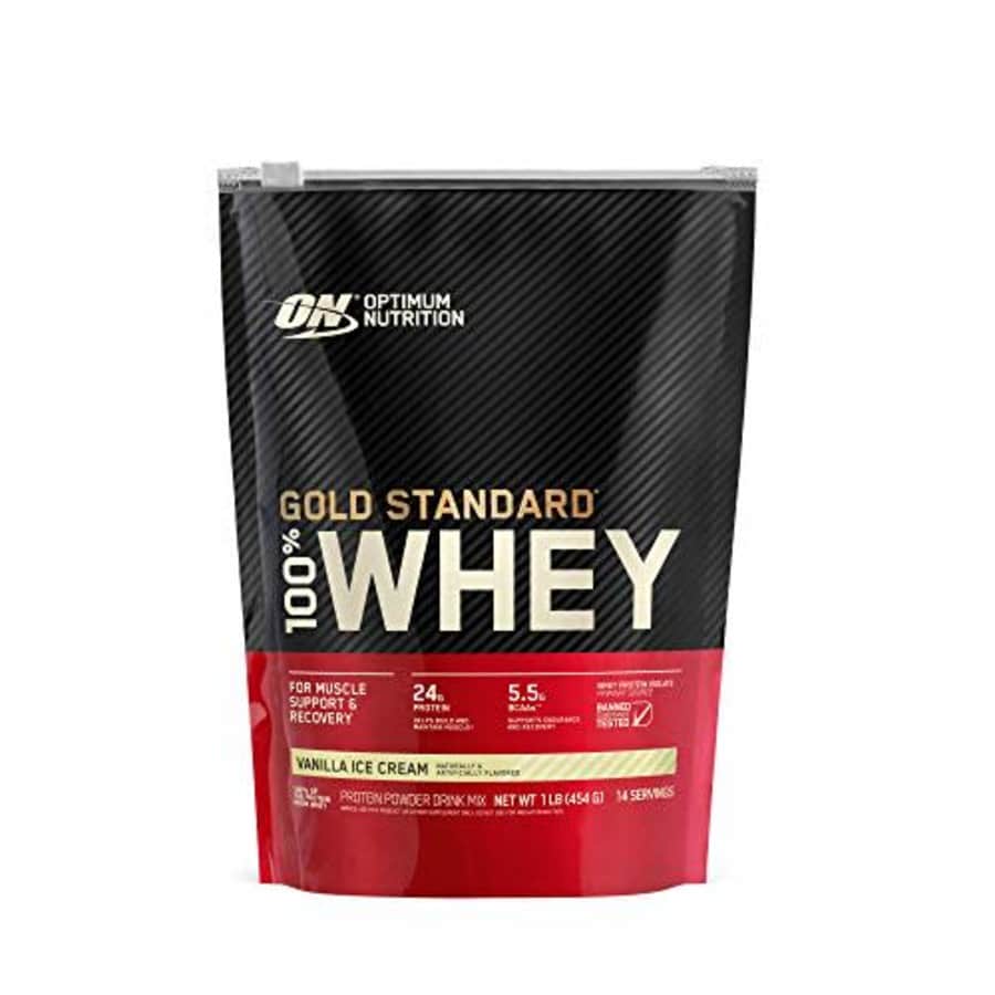 Optimum Nutrition Gold Standard 100% Whey Protein Powder, Vanilla Ice Cream, 1 Pound (Packaging May for $33