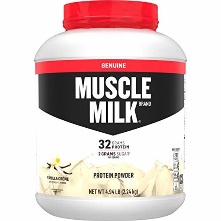 Muscle Milk Genuine Protein Powder, Vanilla Crme, 32g Protein, 4.94 Pound, 32 Servings for $50