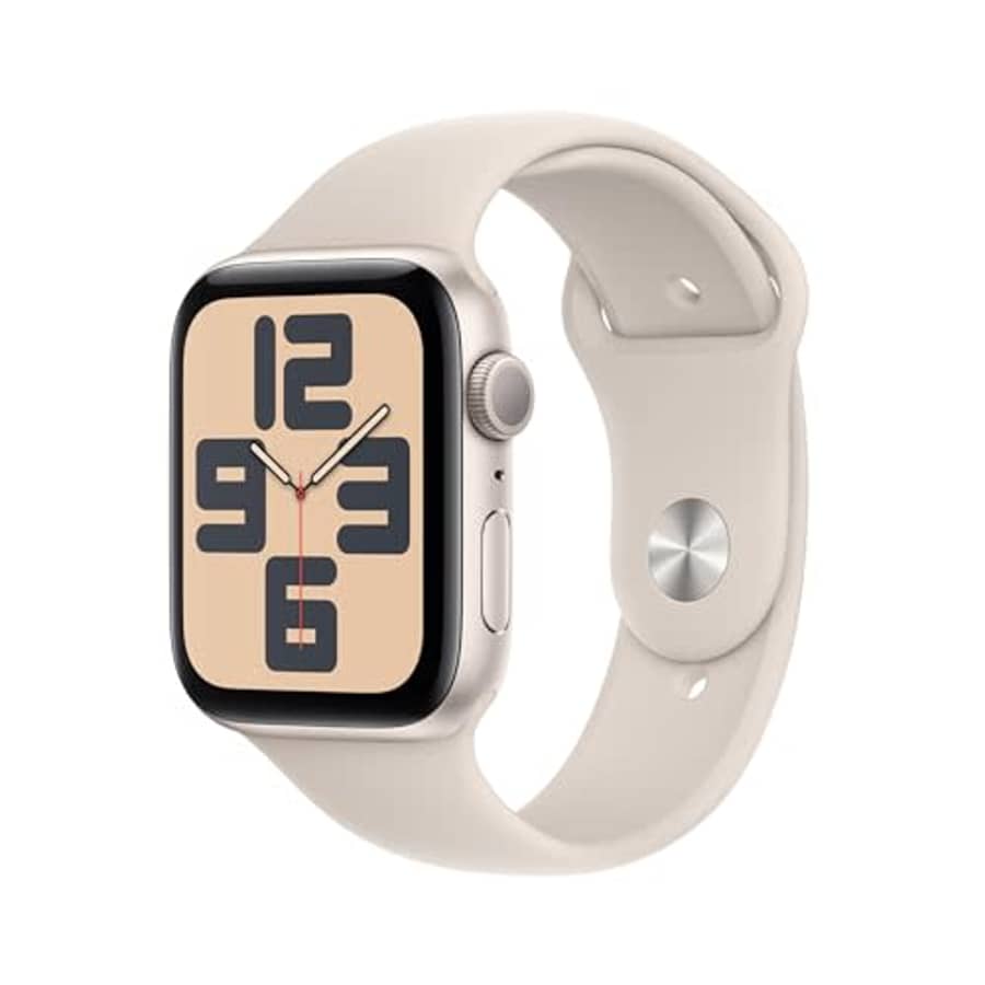 Apple Watch SE (2nd Gen) [GPS 44mm] Smartwatch with Starlight Aluminum Case with Starlight Sport for $229