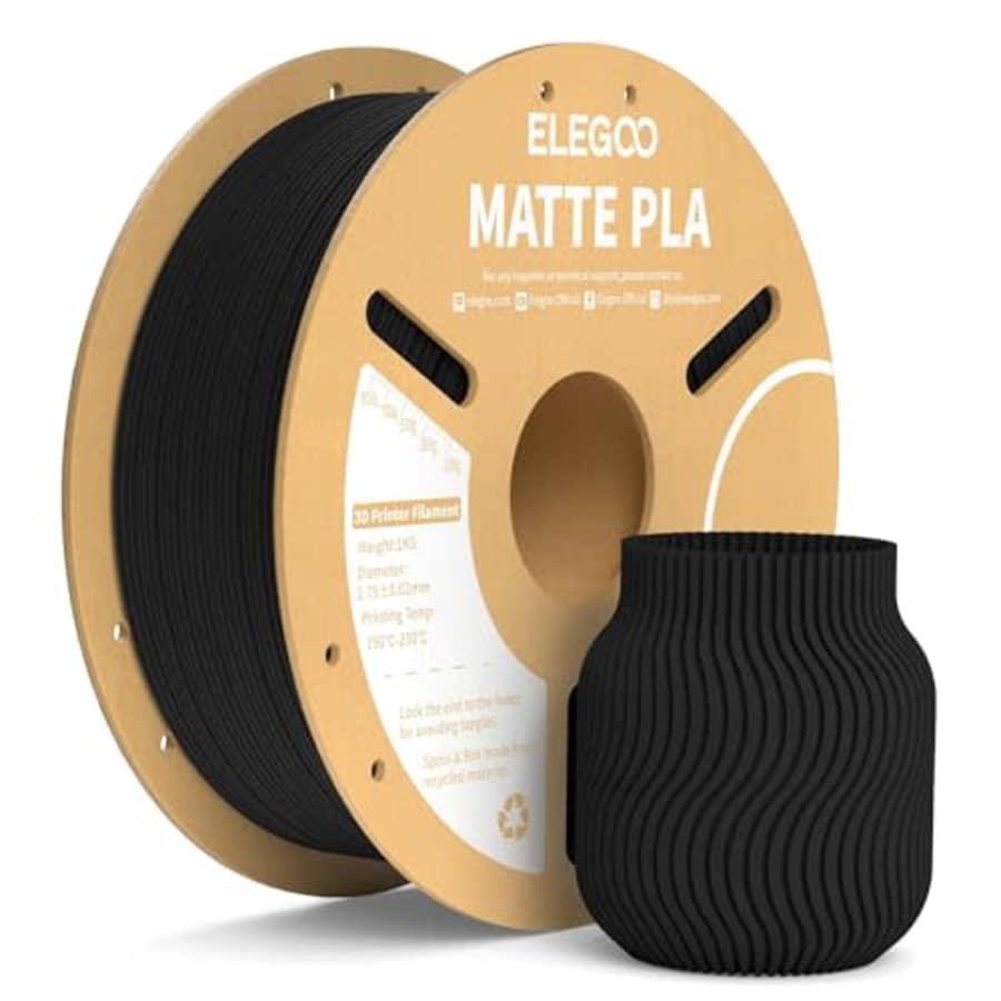 ELEGOO Matte PLA Filament Matte Black 1KG, 1.75mm 3D Printer Filament Dimensional Accuracy +/- for $15 ELEGOO Matte PLA Filament Matte Black 1KG, 1.75mm 3D Printer Filament Dimensional Accuracy +/- for $15