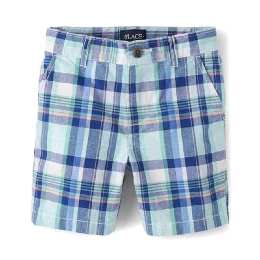 The Children's Place Boys' Cotton Chino Shorts, Navy Sail Plaid, 5 for $12 The Children's Place Boys' Cotton Chino Shorts, Navy Sail Plaid, 5 for $12