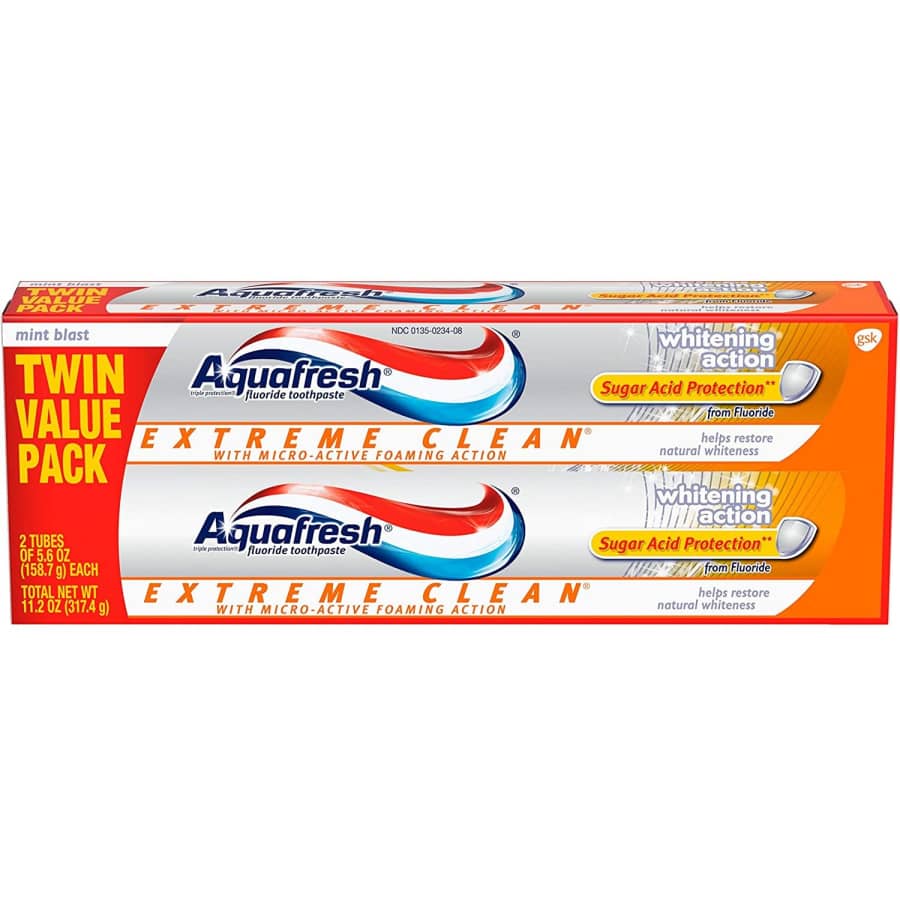 Aquafresh Extreme Clean Whitening Toothpaste 2-Pack for $13
