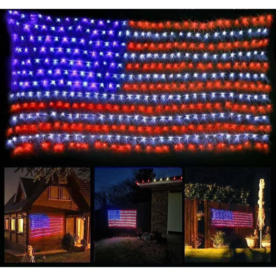 Ollny 6.5x3.3-Foot American Flag LED Mesh Lights for $12