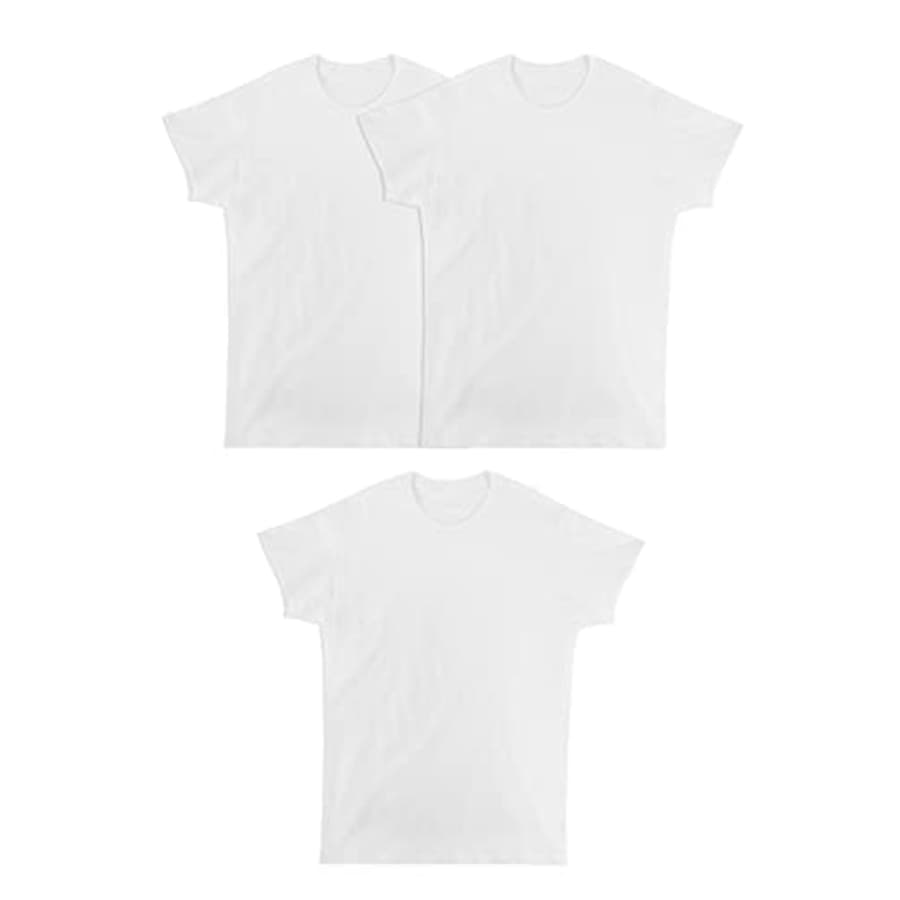 Fruit of the Loom Men's Eversoft Cotton Stay Tucked Crew T-Shirt, Regular-3 Pack White-Micro Mesh for $19