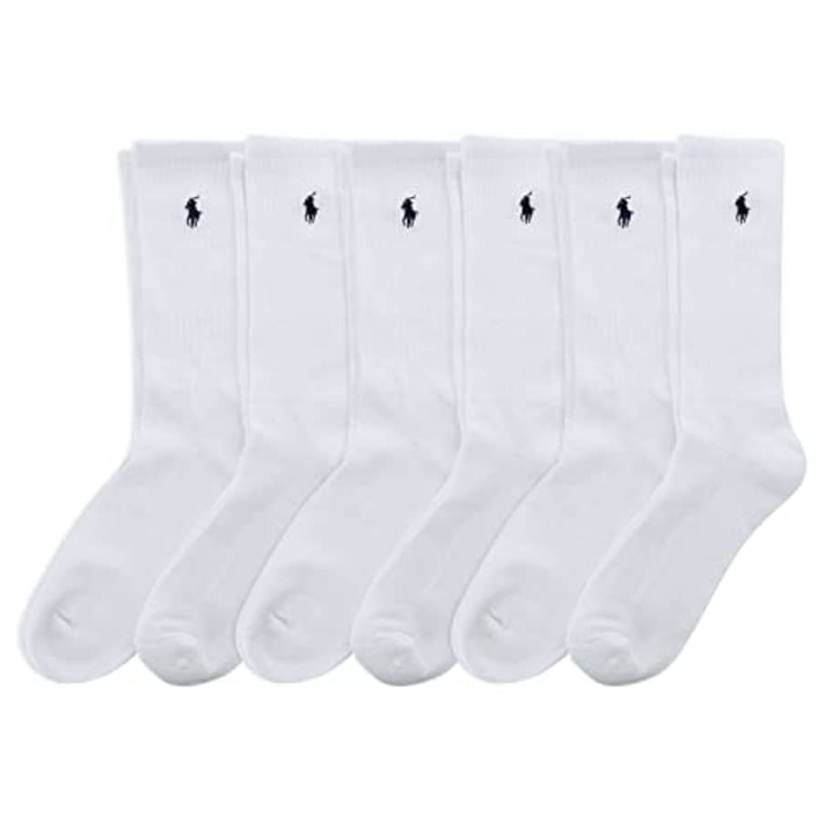 POLO RALPH LAUREN Men's Classic Sport Solid Socks 6 Pair Pack - Cushioned Cotton Comfort, White, for $26 POLO RALPH LAUREN Men's Classic Sport Solid Socks 6 Pair Pack - Cushioned Cotton Comfort, White, for $26