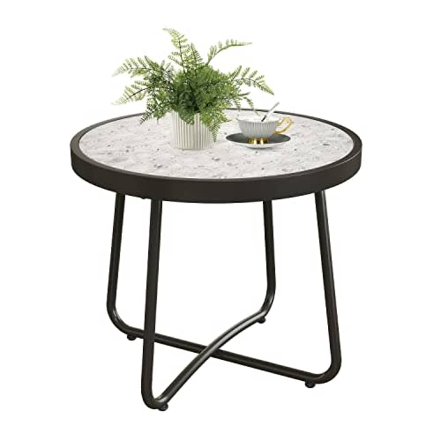 Grand patio Outdoor Side Table, 20-inch Small Round Steel End Table with Ceramic Tile Top, Outdoor for $60 Grand patio Outdoor Side Table, 20-inch Small Round Steel End Table with Ceramic Tile Top, Outdoor for $60