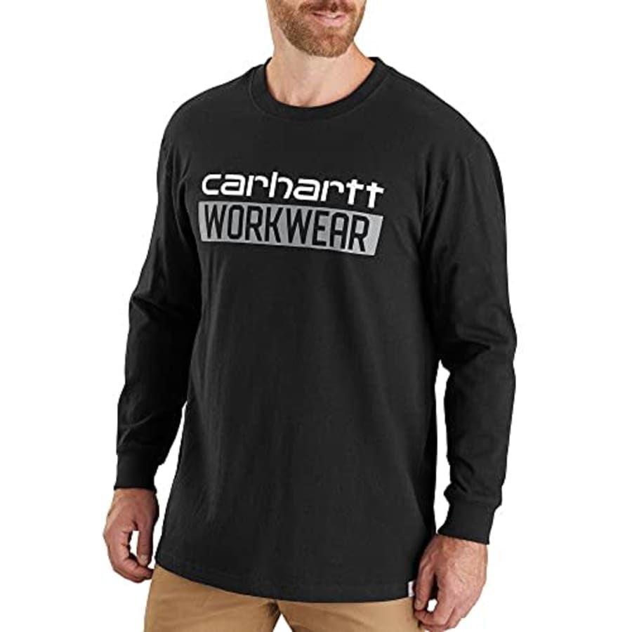 Carhartt Men's Relaxed Fit Heavyweight Long-Sleeve Workwear Graphic T-Shirt, Black, 7 for $15 Carhartt Men's Relaxed Fit Heavyweight Long-Sleeve Workwear Graphic T-Shirt, Black, 7 for $15