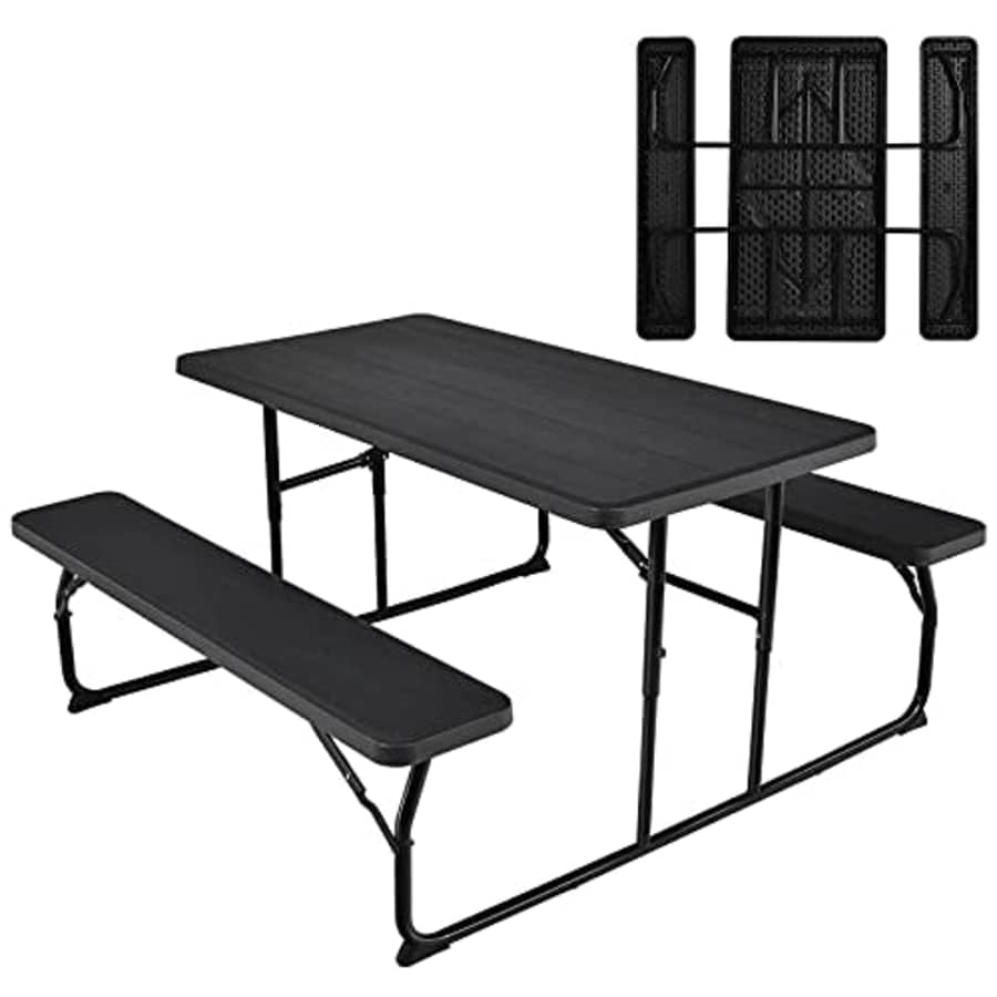 Giantex Folding Picnic Table Bench Set, Outdoor Dining Table Set, Large Camping Table for Patio for $166