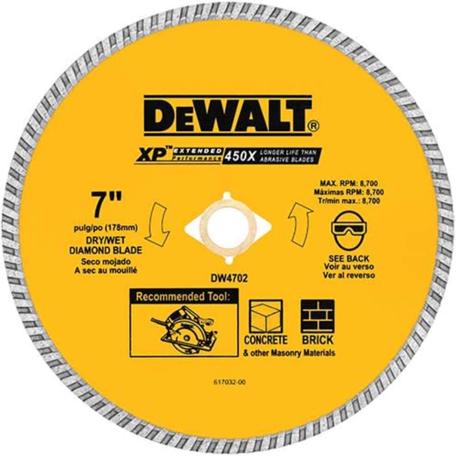 DEWALT DW4702 Industrial 7-Inch Dry or Wet Cutting Continuous Rim Diamond Saw Blade with 5/8-Inch for $28