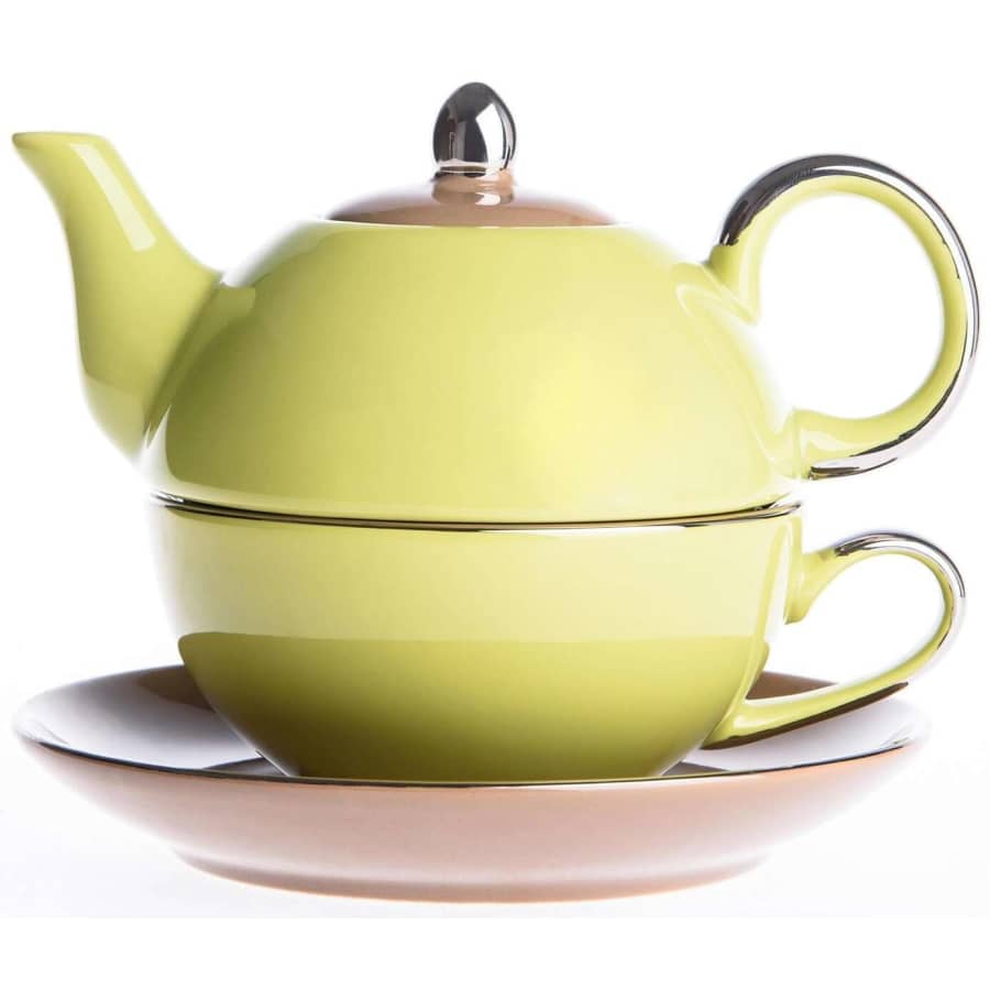 Artvigor 3-Piece Porcelain Teapot, Teacup, and Saucer Set for $20