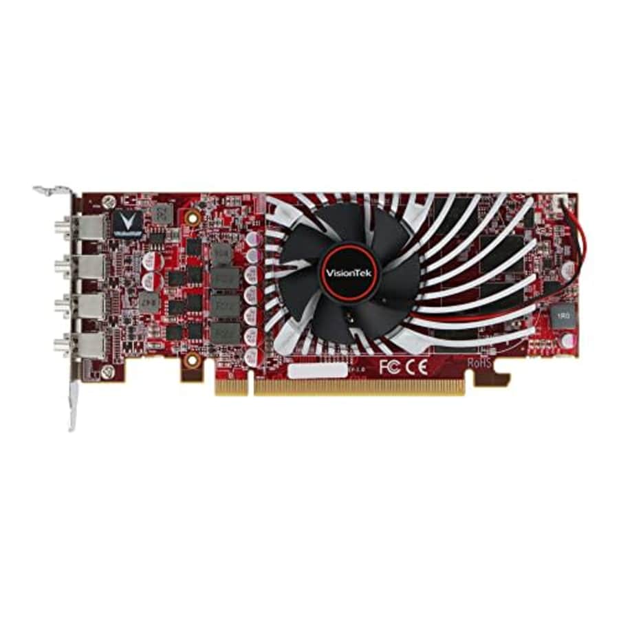 VisionTek AMD Radeon RX 550 SFF 4M 4GB GDDR5 Graphic Card, 4 Mini DisplayPort - 901507, Red for $220