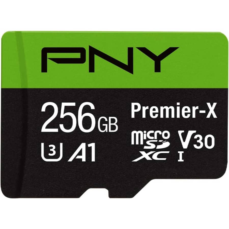 PNY 256GB Premier-X Class 10 U3 V30 microSDXC Flash Memory Card for $23
